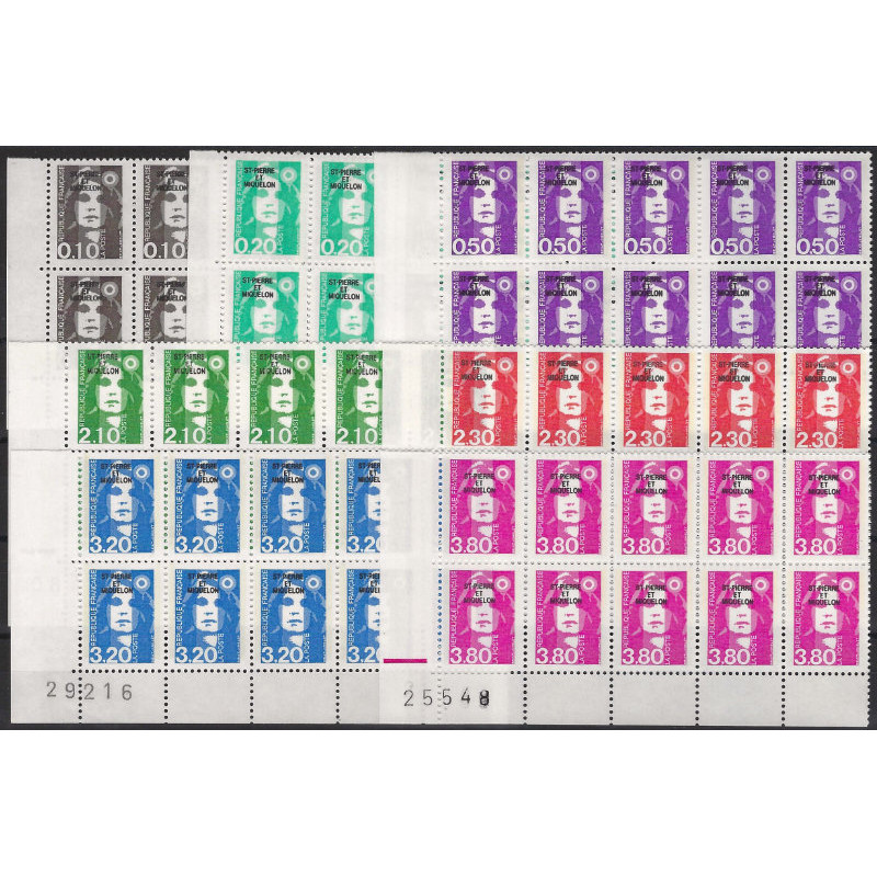 Timbres de Saint Pierre et Miquelon N°514-520 série en bloc de 10 neuf**.