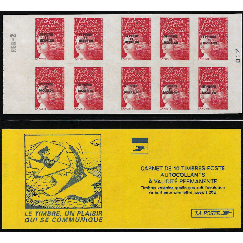 Saint Pierre et Miquelon carnet de 10 timbres Marianne du 14 juillet C675.