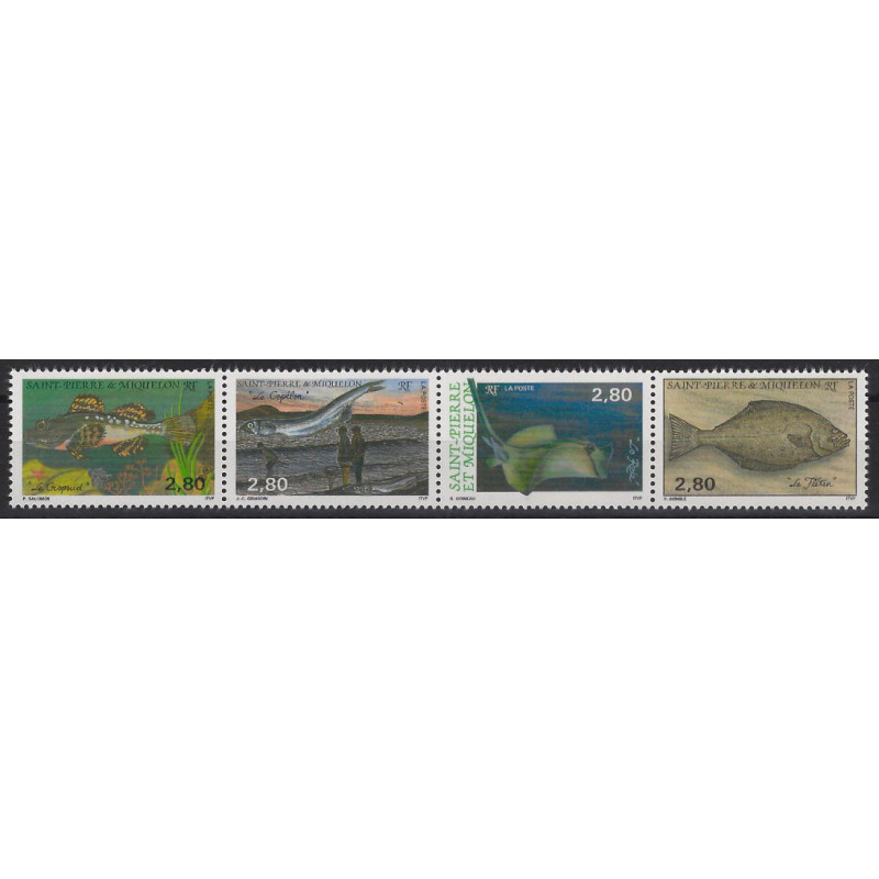 Les poissons timbres de Saint Pierre et Miquelon N°580-583 série neuf**.