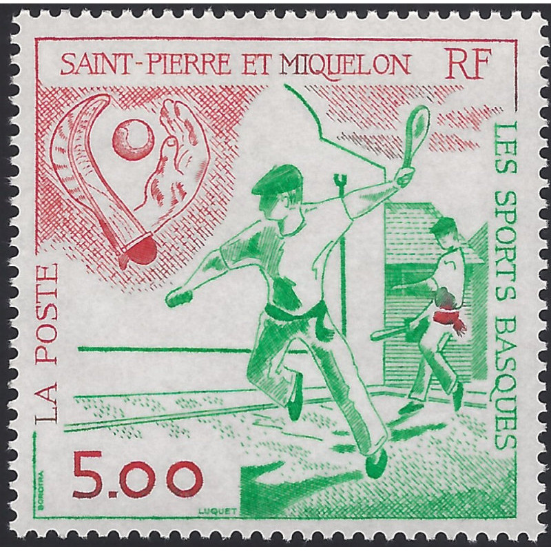 Les sports basques timbre de Saint Pierre et Miquelon N°547 neuf**.