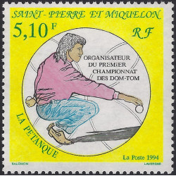 La pétanque timbre de Saint Pierre et Miquelon N°593 neuf**.