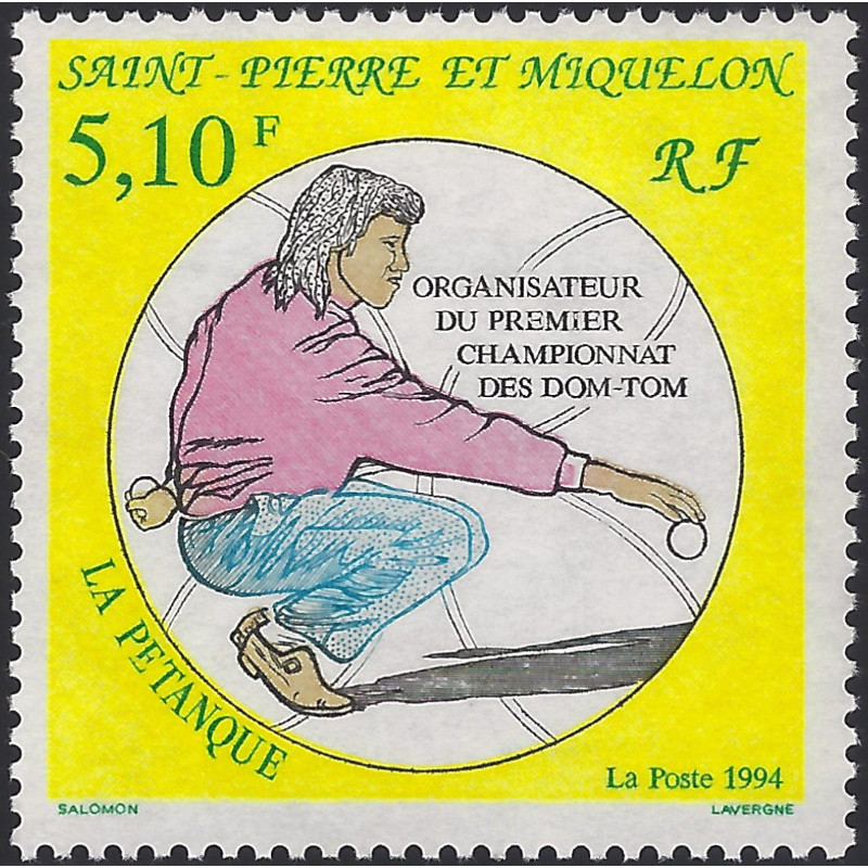 La pétanque timbre de Saint Pierre et Miquelon N°593 neuf**.