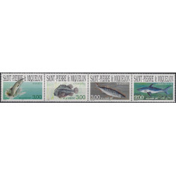 Les poissons timbres de Saint Pierre et Miquelon N°646-649 série neuf**.