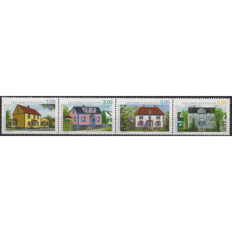 Maisons et tambours timbres de Saint Pierre et Miquelon N°676-679 série neuf**.