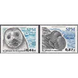 Les phoques timbres de Saint Pierre et Miquelon N°789-790 série neuf**.