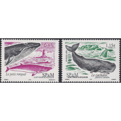 Les baleines timbres de Saint Pierre et Miquelon N°863-864 série neuf**.