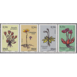 Les plantes vasculaires carnivores timbres de Saint Pierre et Miquelon N°900-903 série neuf**.