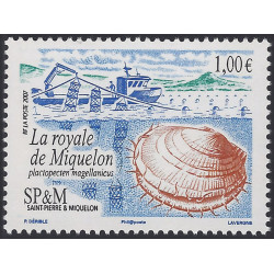 Coquille de Saint Jacques timbre de Saint Pierre et Miquelon N°884 neuf**.