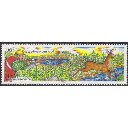 La chasse au cerf timbre de Saint Pierre et Miquelon N°904 neuf**.