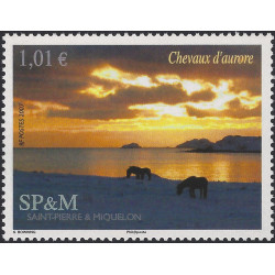 Chevaux d'aurore timbre de Saint Pierre et Miquelon N°863 neuf**.