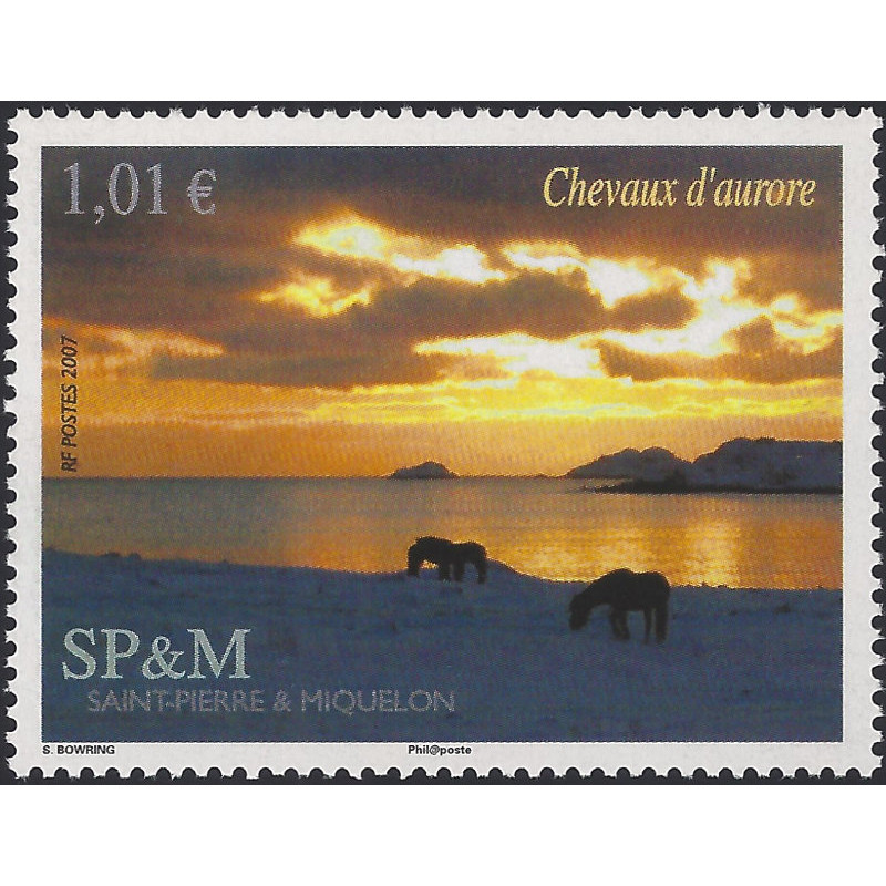 Chevaux d'aurore timbre de Saint Pierre et Miquelon N°863 neuf**.