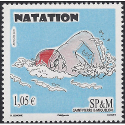 Natation timbre de Saint Pierre et Miquelon N°982 neuf**.