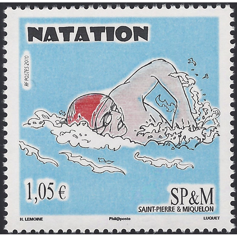 Natation timbre de Saint Pierre et Miquelon N°982 neuf**.