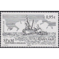 Bateau naufragé, le Penny Fair timbre de Saint Pierre et Miquelon N°875 neuf**.