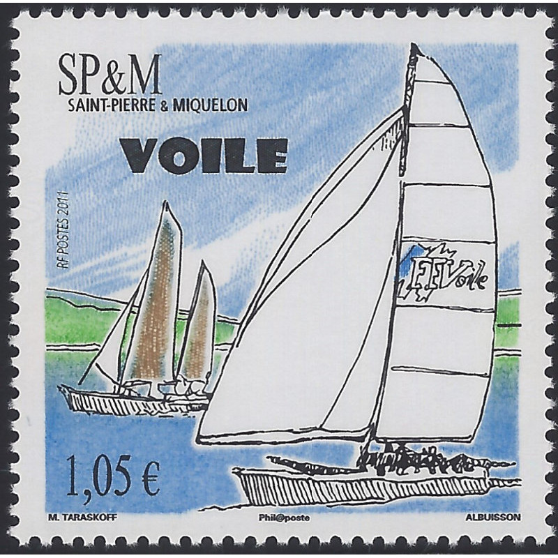 La voile timbre de Saint Pierre et Miquelon N°1009 neuf**.