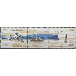 Le cap de Miquelon timbres de Saint Pierre et Miquelon N°974-975 en triptyque neuf**.