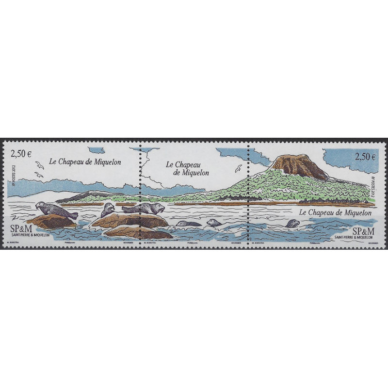 Le chapeau de Miquelon timbres de Saint Pierre et Miquelon N°1055-1056 en triptyque neuf**.
