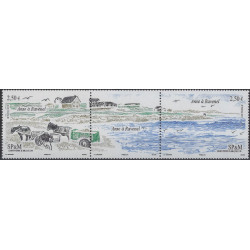 Anse à Ravenel timbres de Saint Pierre et Miquelon N°1093-1094 en triptyque neuf**.