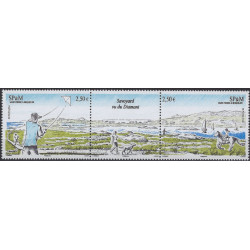 Etang de Savoyard timbres de Saint Pierre et Miquelon N°1119-1120 en triptyque neuf**.