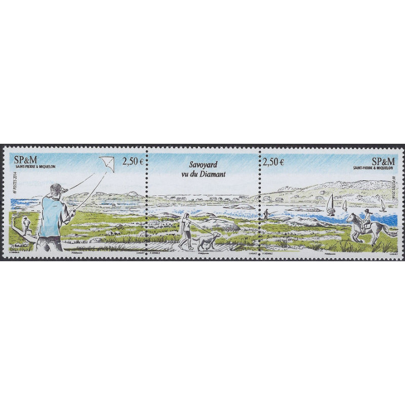 Etang de Savoyard timbres de Saint Pierre et Miquelon N°1119-1120 en triptyque neuf**.