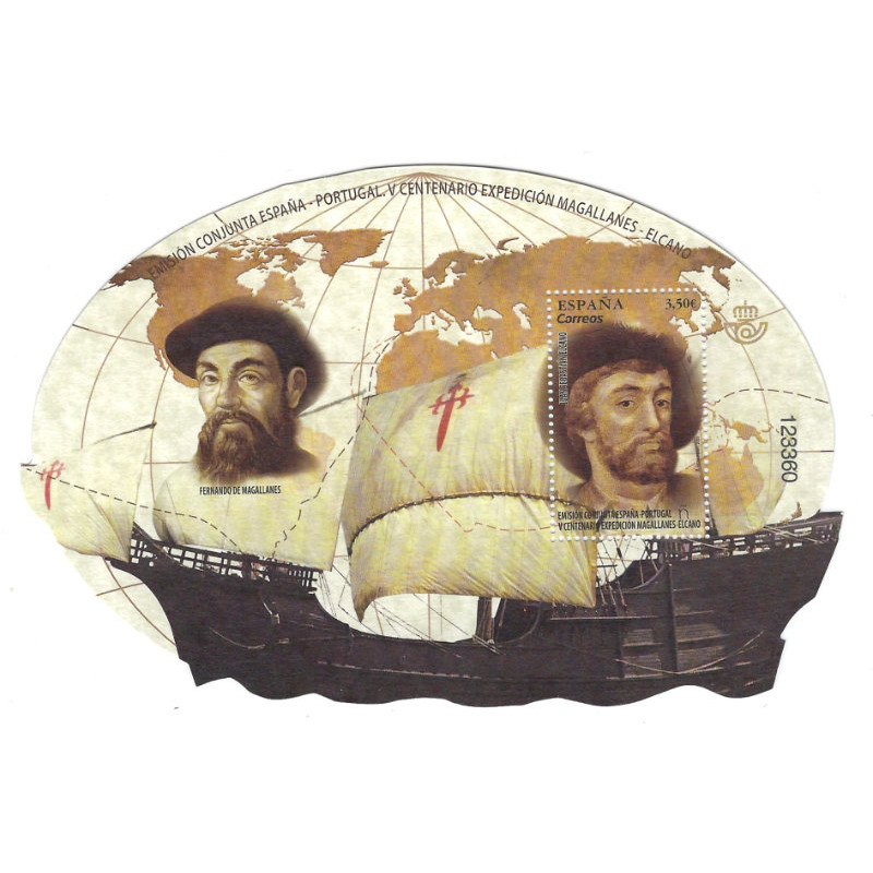 Feuillet de timbre Espagne Magellan-Elcano N°F5085 neuf**.