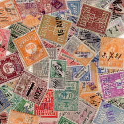 25 timbres sociaux fiscaux de France tous différents.
