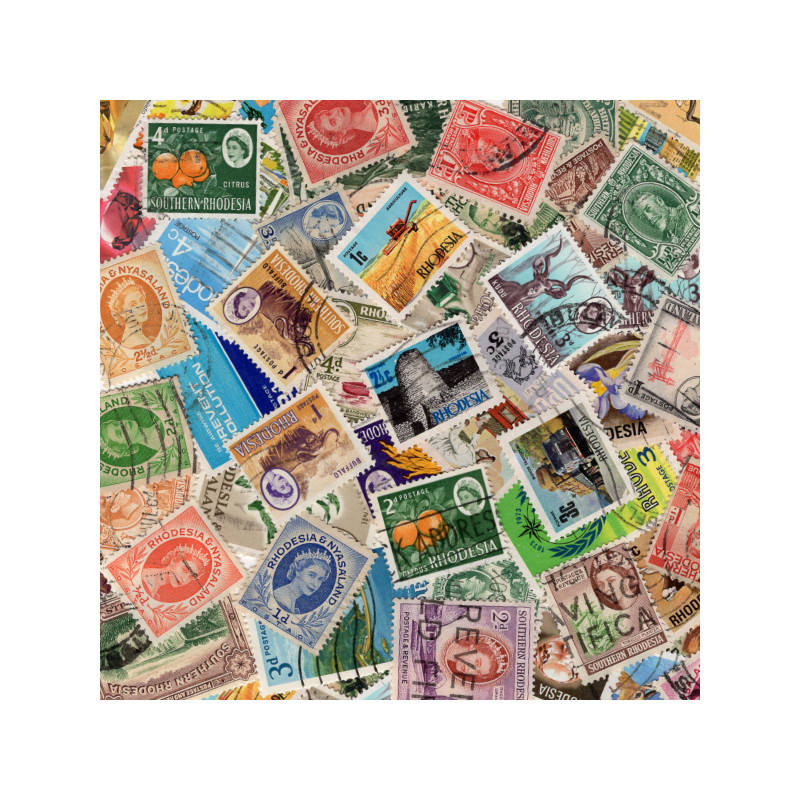 Rhodésie 50 timbres de collection tous différents.