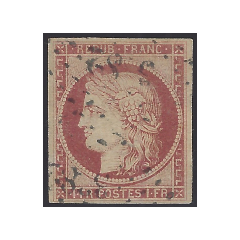 Cérès non dentelé timbre de France N°6 oblitéré.