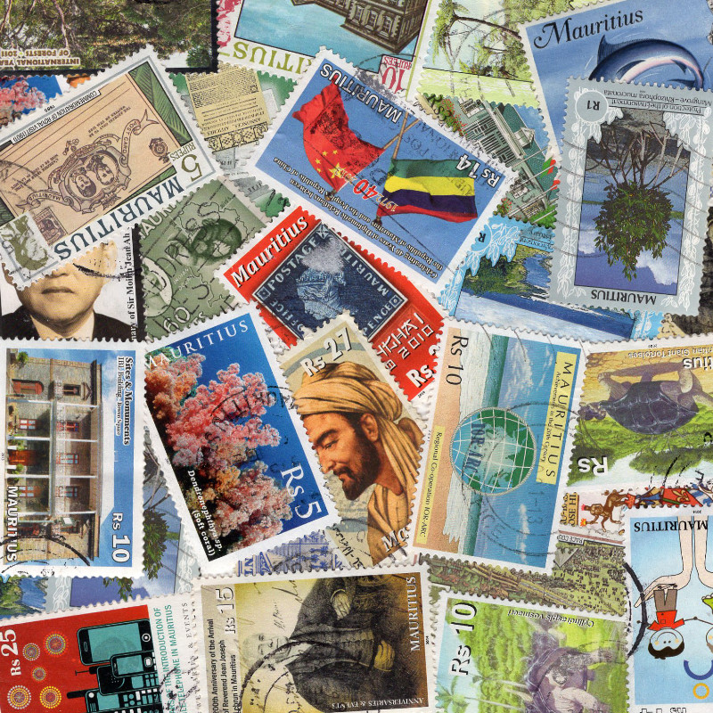 Maurice timbres de collection tous différents.