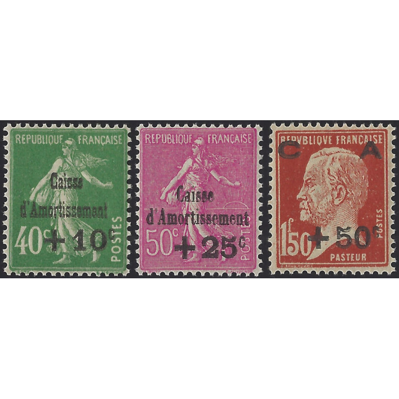 Caisse d'Amortissement timbres de France N°253-255 neuf**.