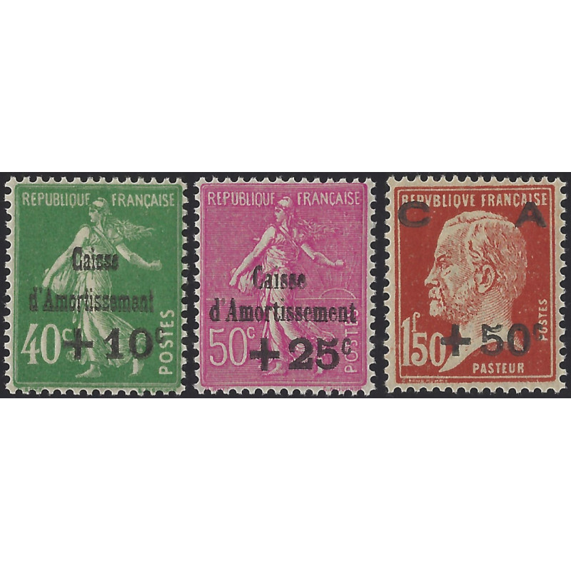 Caisse d'Amortissement timbres de France N°253-255 série neuf**.