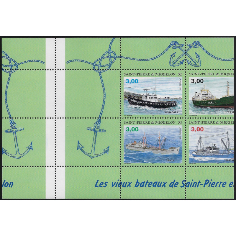 Bloc-feuillet de timbres Saint Pierre et Miquelon N°5 variété neuf**. RRR