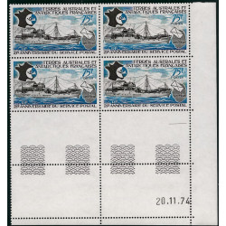 Service postal timbre T.A.A.F. N°54 bloc coin daté neuf**.