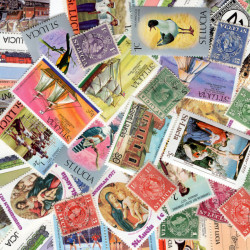 Sainte Lucie 50 timbres de collection tous différents.