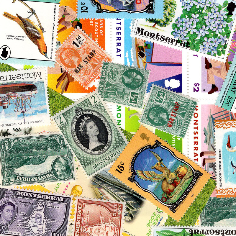 Montserrat timbres de collection tous différents.