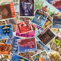 Zambie timbres de collection tous différents.