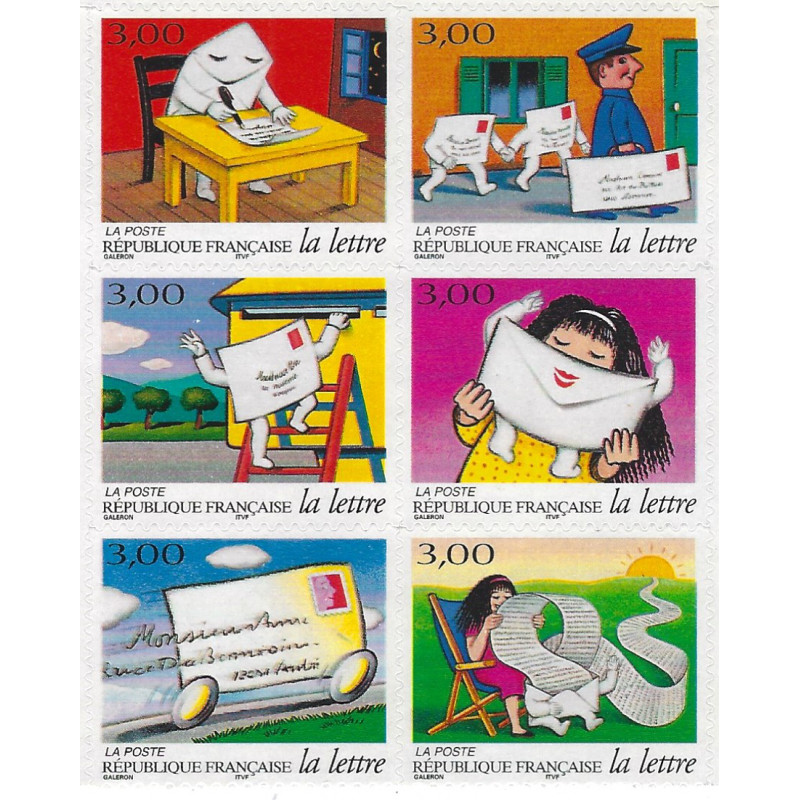 Timbres autoadhésifs de France N°9-14, Le voyage d'une lettre.