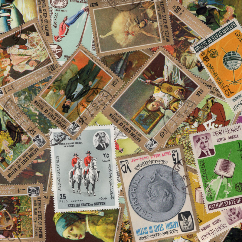 Seiyun 25 timbres de collection tous différents.