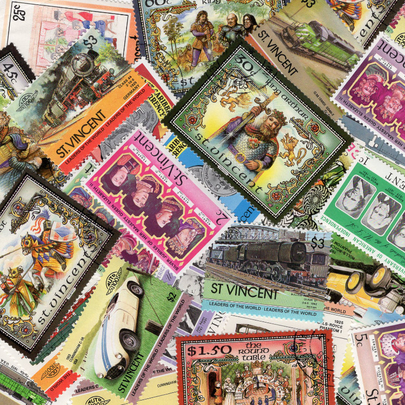 Saint Vincent timbres de collection tous différents.