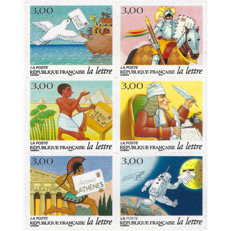 Timbres autoadhésifs de France N°18-23, La lettre au fil du temps.