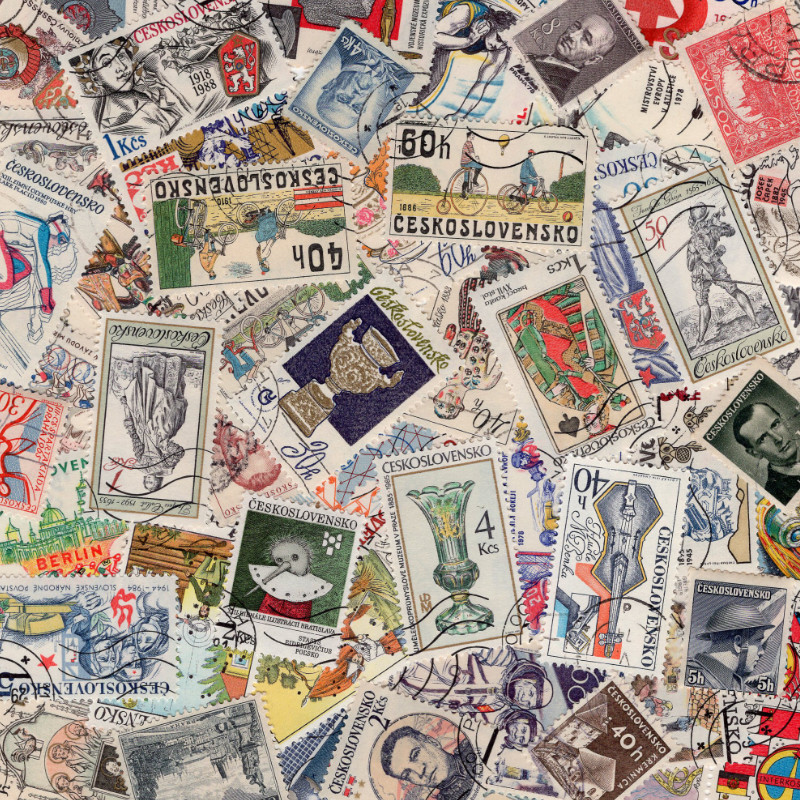 Tchécoslovaquie timbres de collection tous différents.