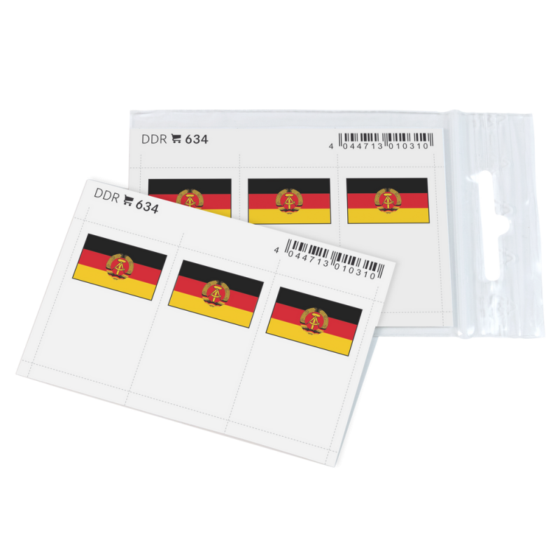 Feuillet de drapeaux DDR en couleurs pour reliures.