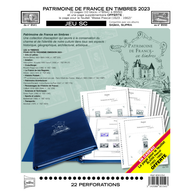 Jeux SC Yvert blocs Patrimoine de France en timbres 2023.