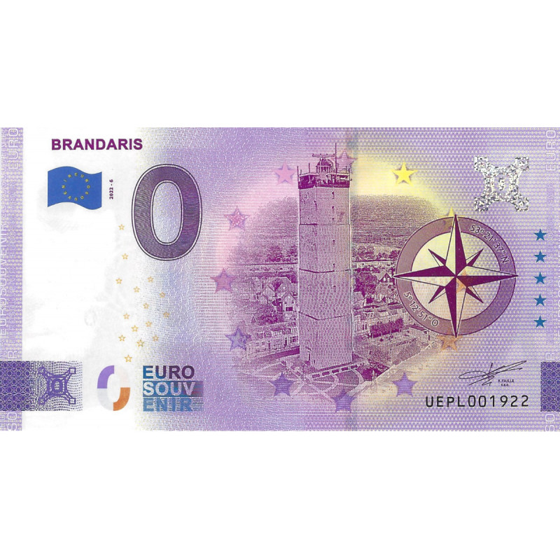 Billet Euro souvenir Le Phare de Brandaris - Pays Bas 2022.