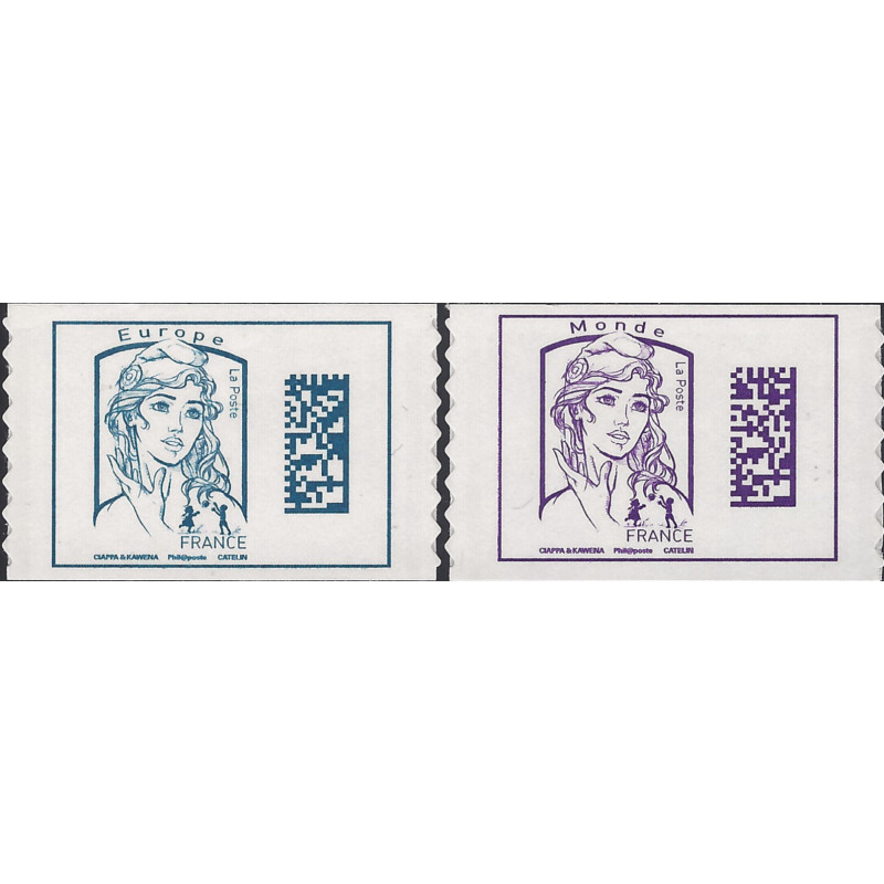 Timbres autoadhésifs de France N°1216-1217, Marianne Datamatrix.