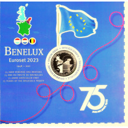 Coffret séries monnaies euro Benelux 2023 BU - 75 ans du Traité de Bruxelles.