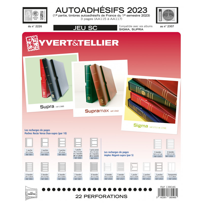 Jeux SC France timbres autoadhésifs 2023 premier semestre.
