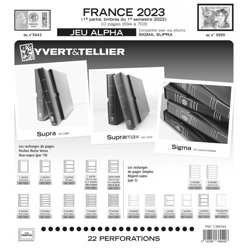 Jeux ALPHA France 2023 premier semestre sans pochettes de protection.