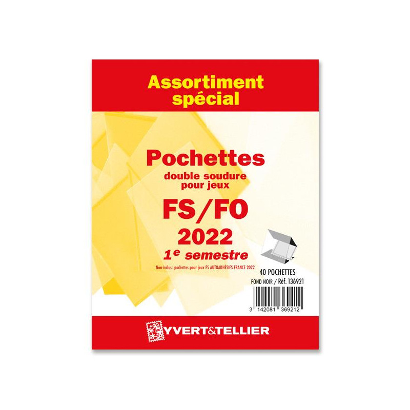 Assortiment de pochettes pour jeux FO/FS France 2022 premier semestre.