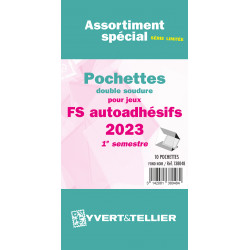 Assortiment de pochettes pour jeux timbres autoadhésifs FO/FS 2023 premier semestre.